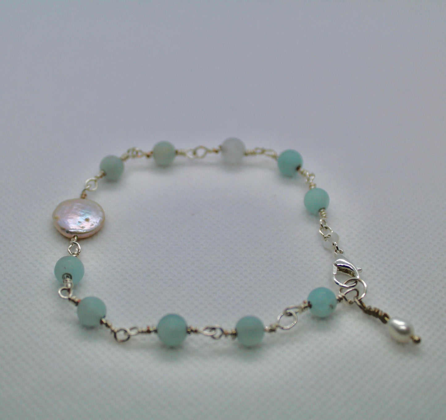 Dainty Aquamarine Pearl Bracelet