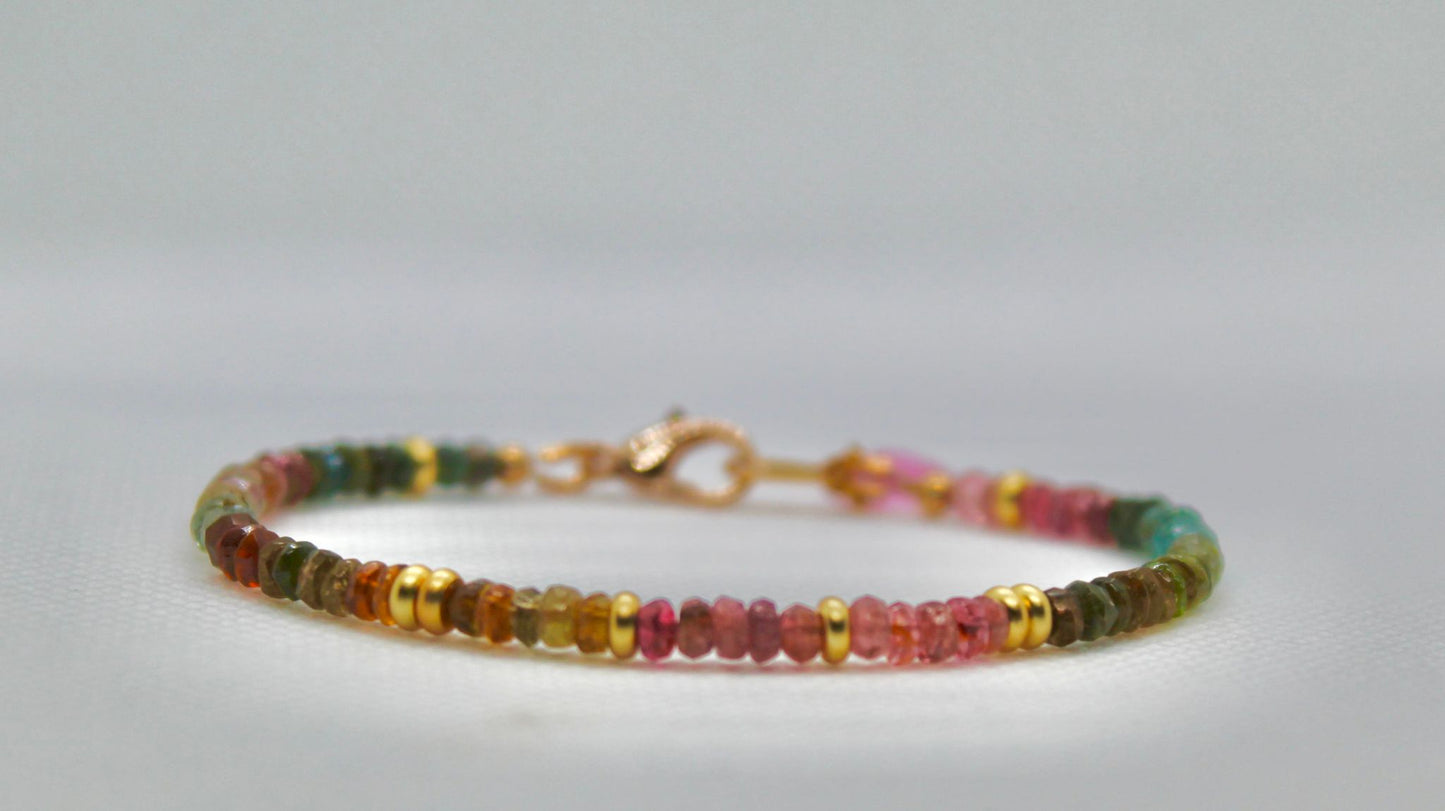 Delicate Multi-Colored Tourmaline Beaded Bracelet