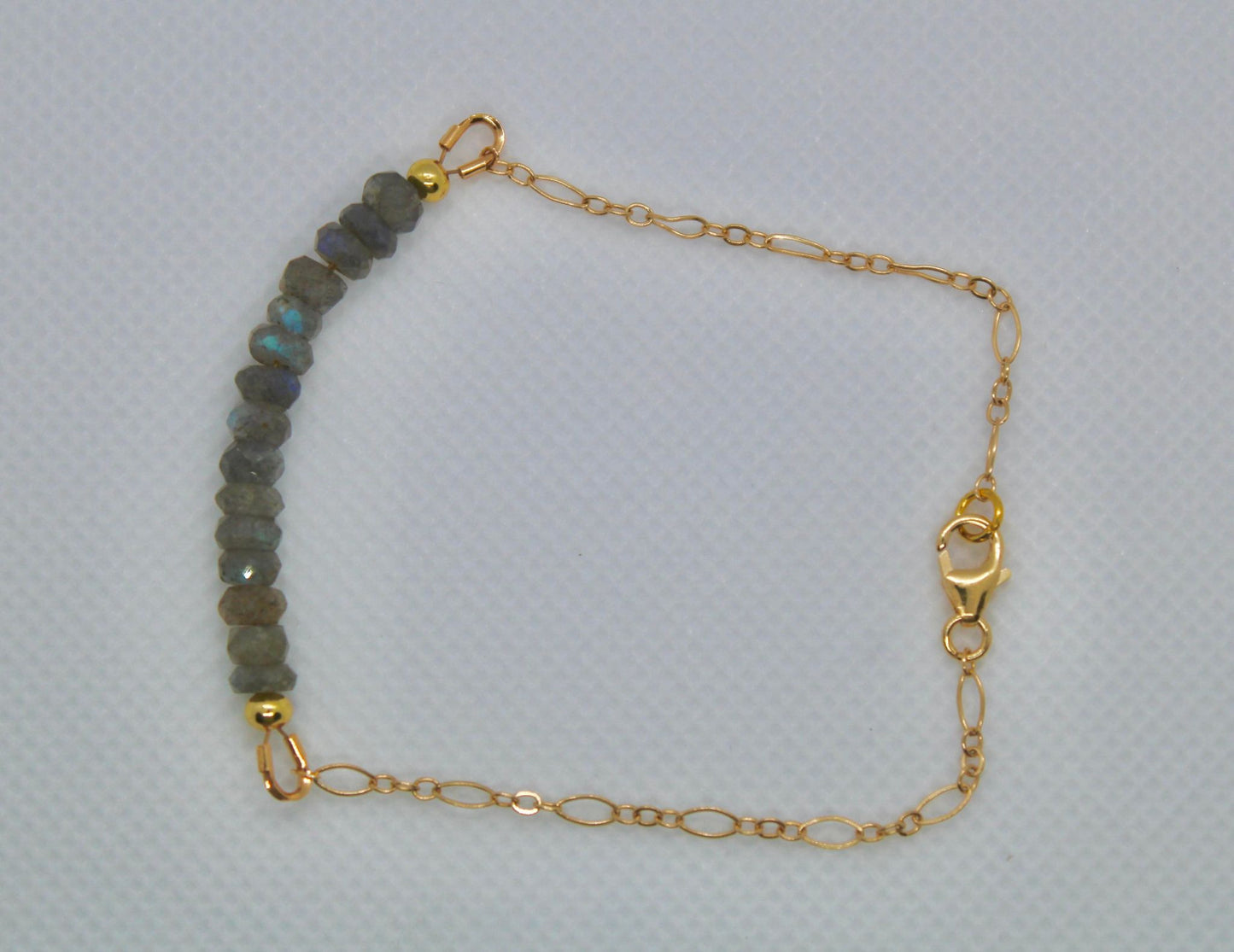 Dainty Labradorite Figaro Chain Bracelet