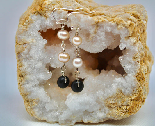 Pearl and Onyx Earrings