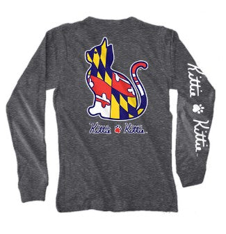 Kittie - Maryland Flag Cat Shirt - Long sleeve