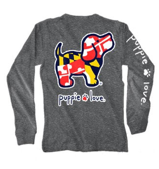 Puppie Love - Maryland Flag Dog Shirt - Long Sleeve